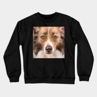 Close up Painting of a Gorgeous Brown and White Border Collie Crewneck Sweatshirt